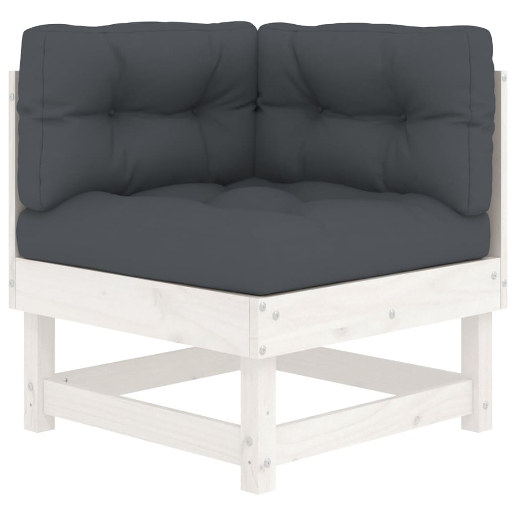 10-delige Loungeset met kussens massief hout wit
