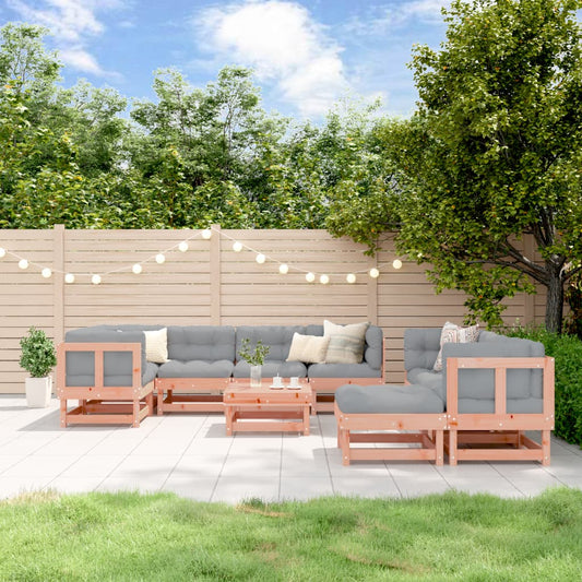 10-delige Loungeset met kussens massief douglashout
