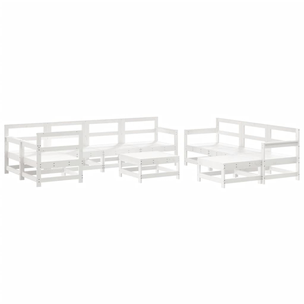 10-delige Loungeset met kussens massief hout wit