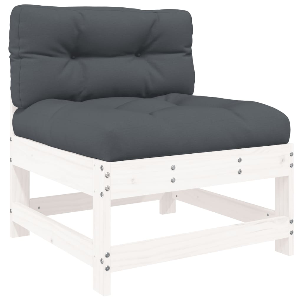 10-delige Loungeset met kussens massief hout wit