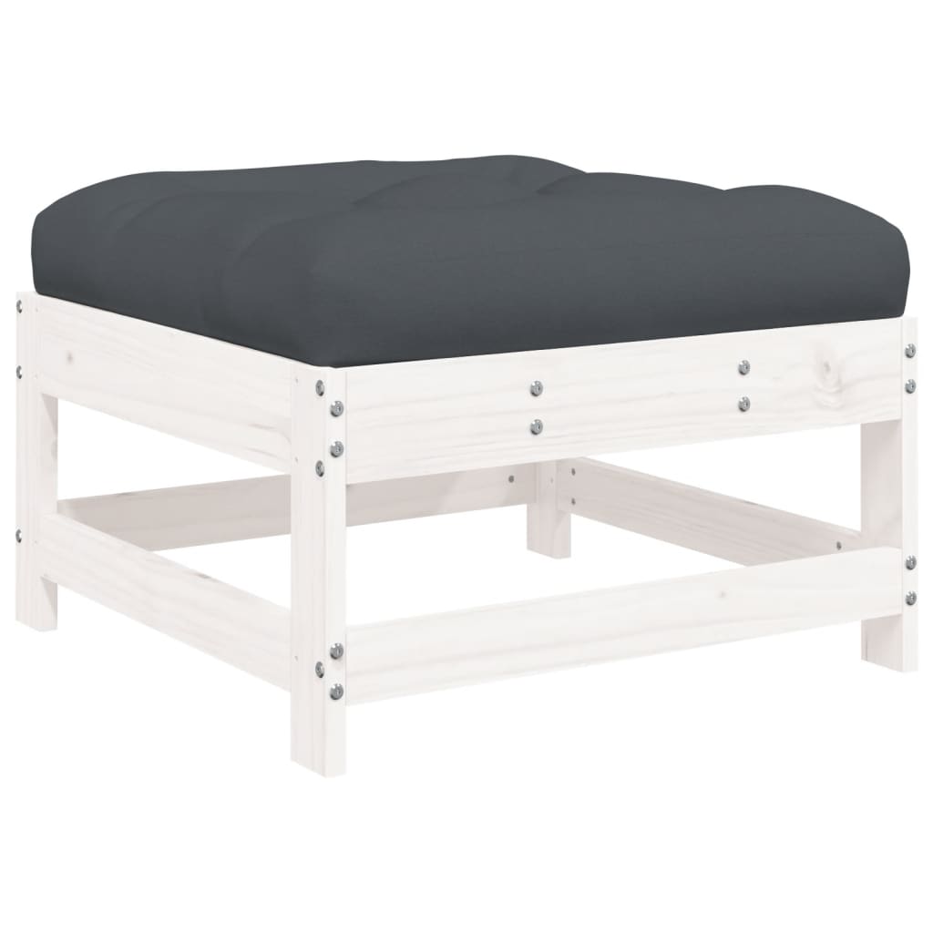 10-delige Loungeset met kussens massief hout wit