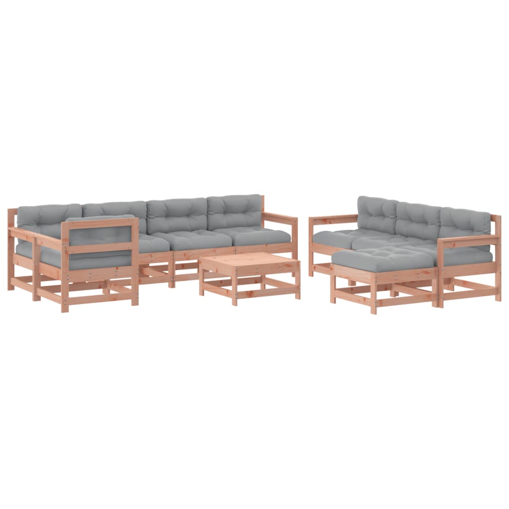 10-delige Loungeset met kussens massief douglashout