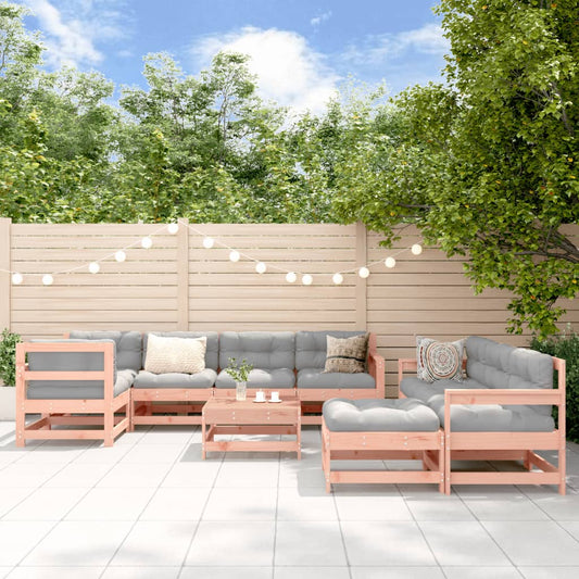 10-delige Loungeset met kussens massief douglashout
