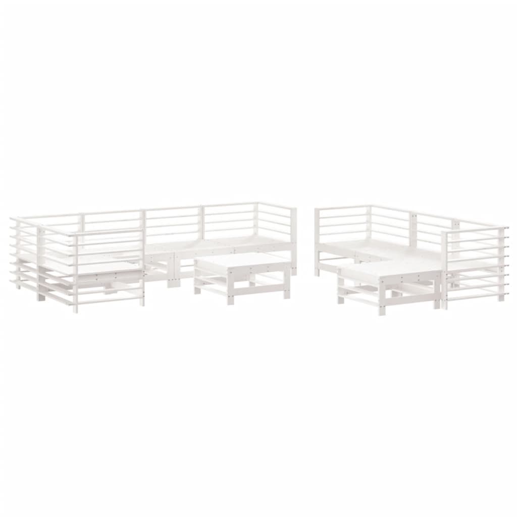 10-delige Loungeset met kussens massief hout wit