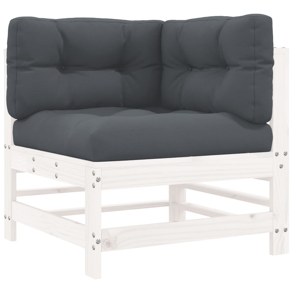 10-delige Loungeset met kussens massief hout wit