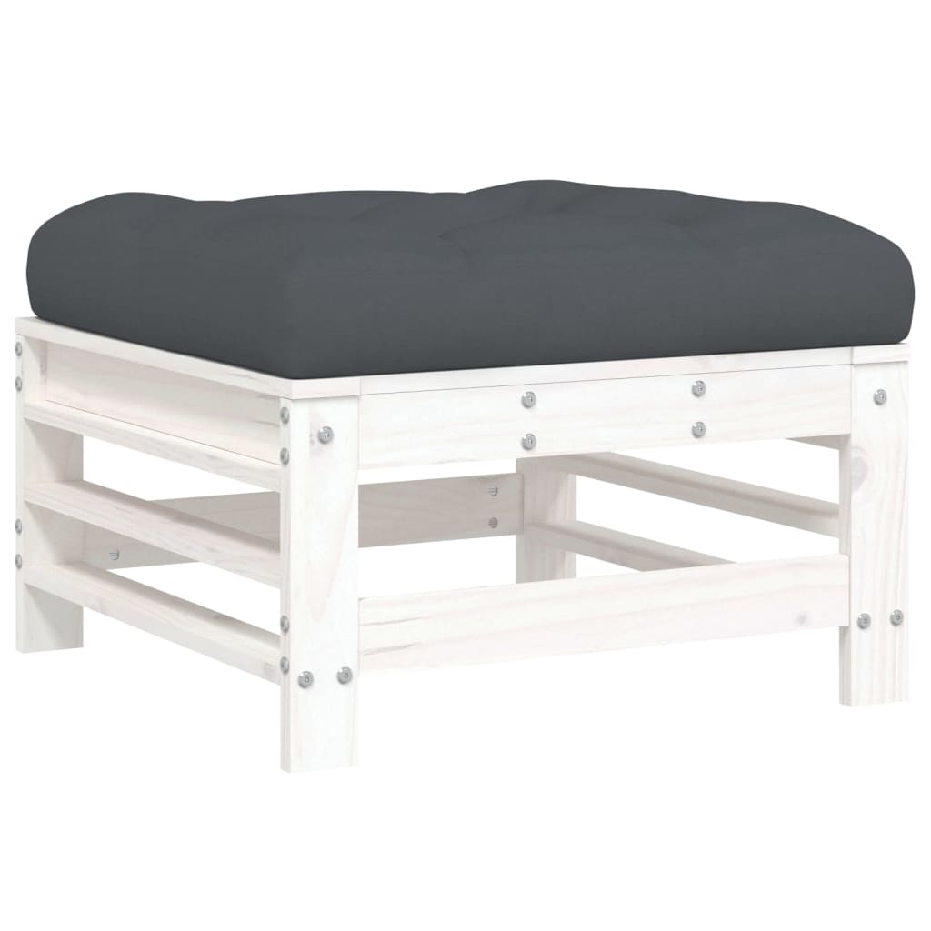 10-delige Loungeset met kussens massief hout wit