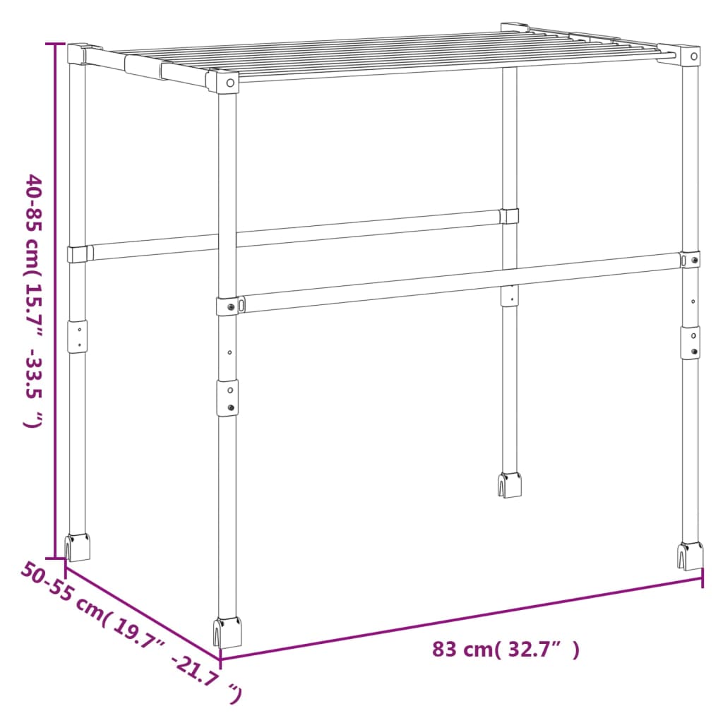 Droogrek 83x(50-55)x(40-85) cm aluminium