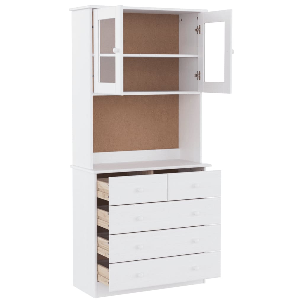 Hoge kast ALTA 77x35x165 cm massief grenenhout wit