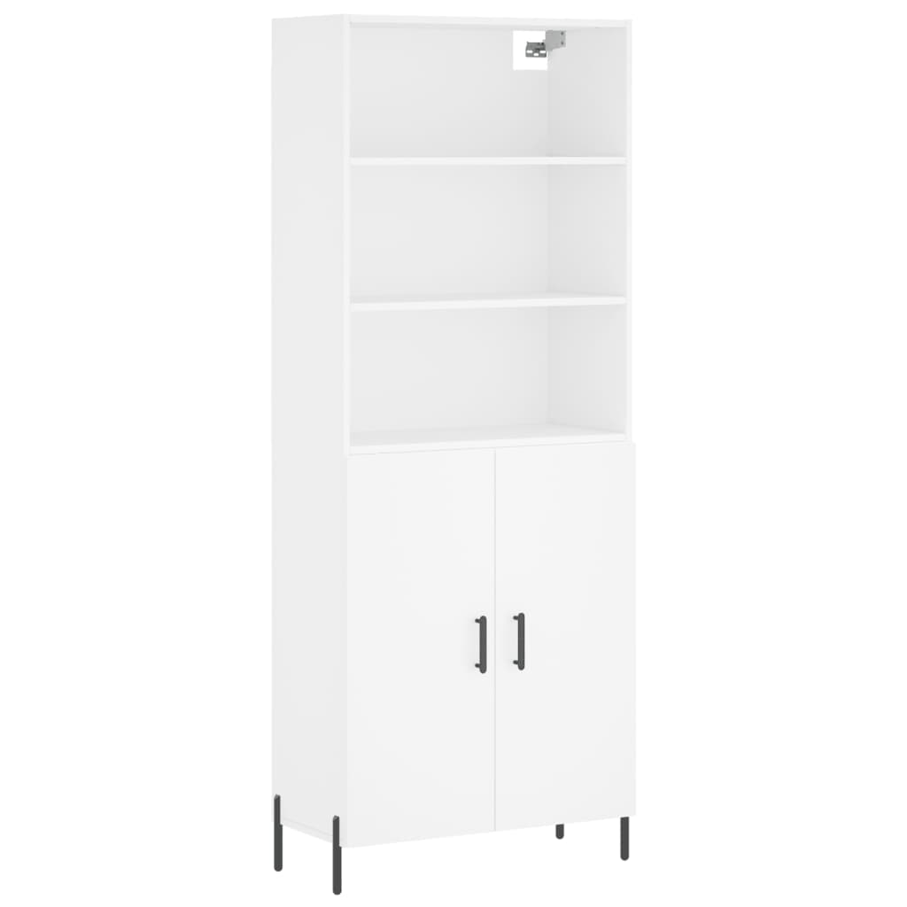 Hoge kast 69,5x34x180 cm bewerkt hout wit