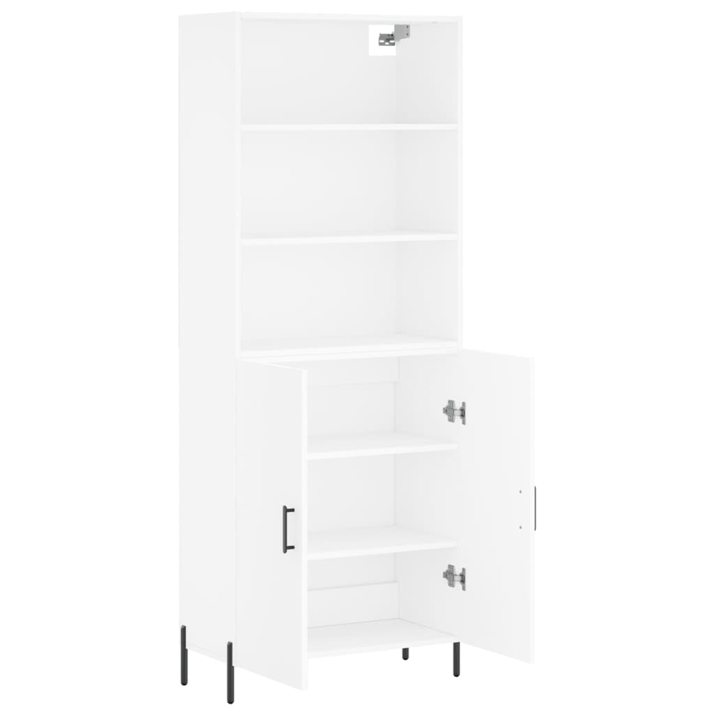 Hoge kast 69,5x34x180 cm bewerkt hout wit