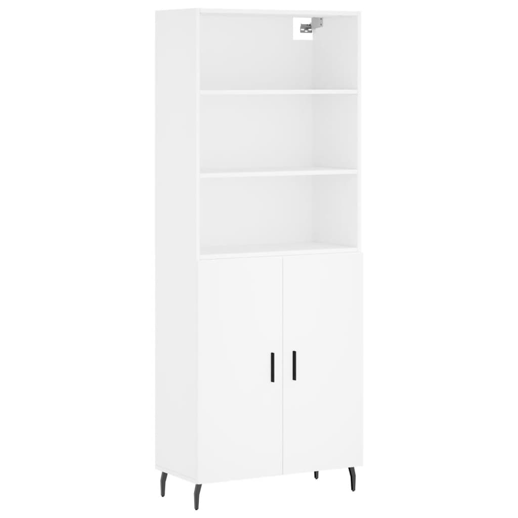 Hoge kast 69,5x34x180 cm bewerkt hout wit