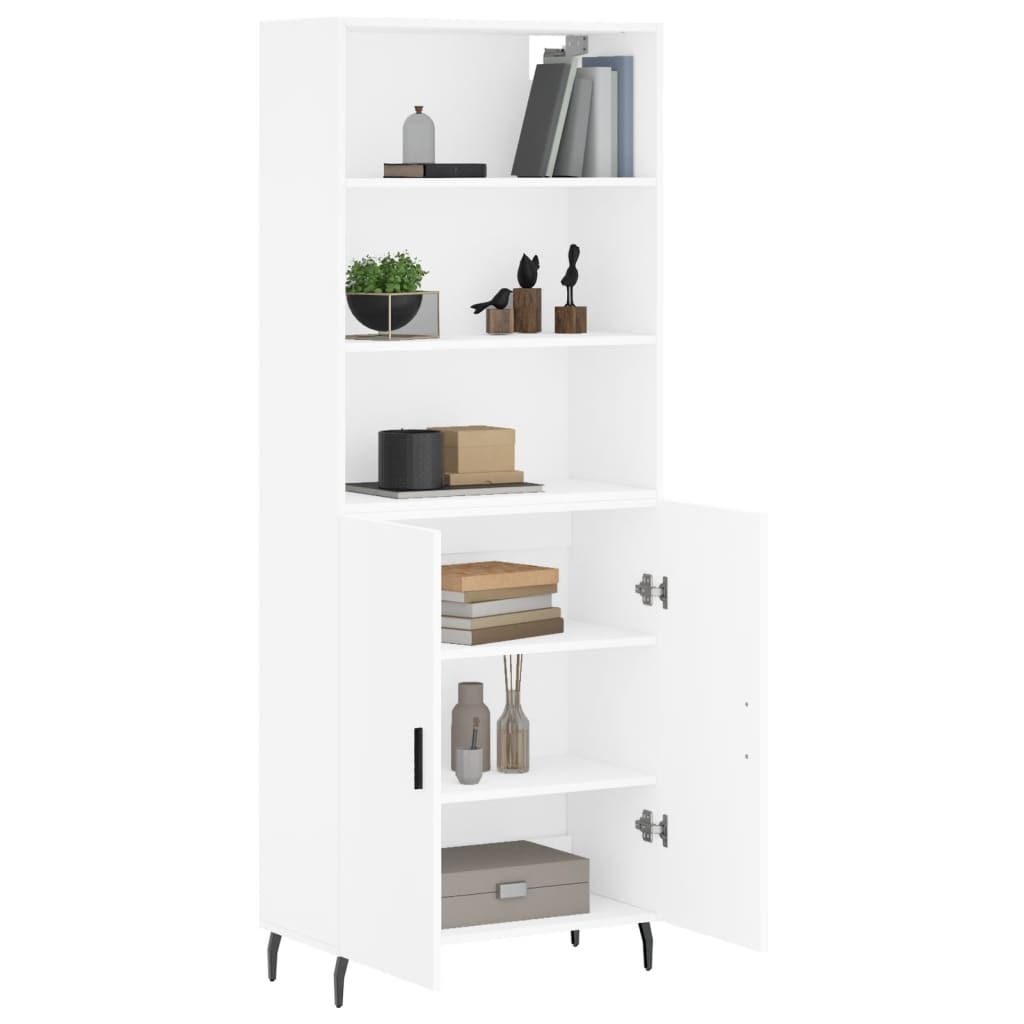 Hoge kast 69,5x34x180 cm bewerkt hout wit