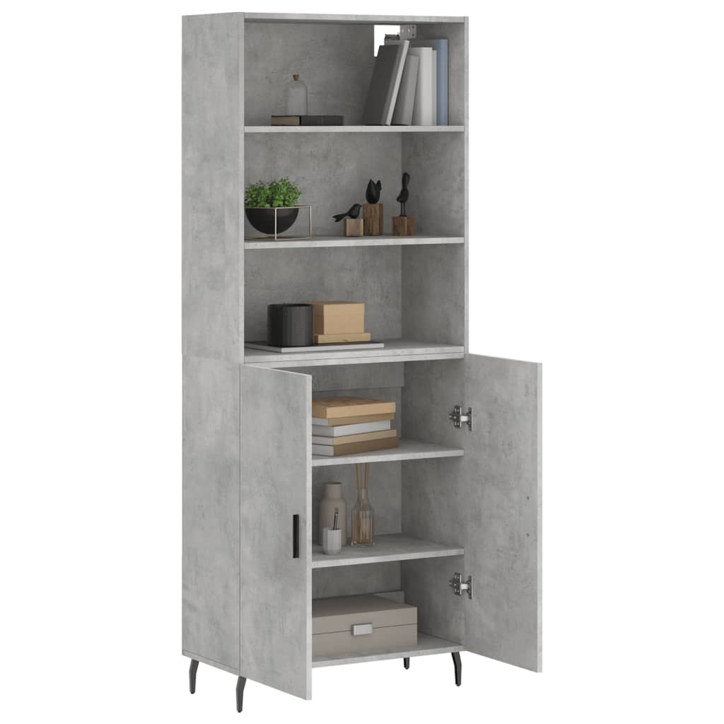 Hoge kast 69,5x34x180 cm bewerkt hout betongrijs