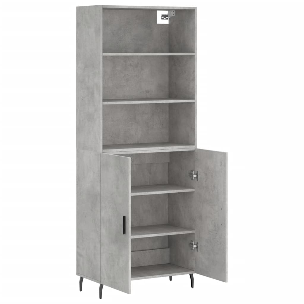 Hoge kast 69,5x34x180 cm bewerkt hout betongrijs