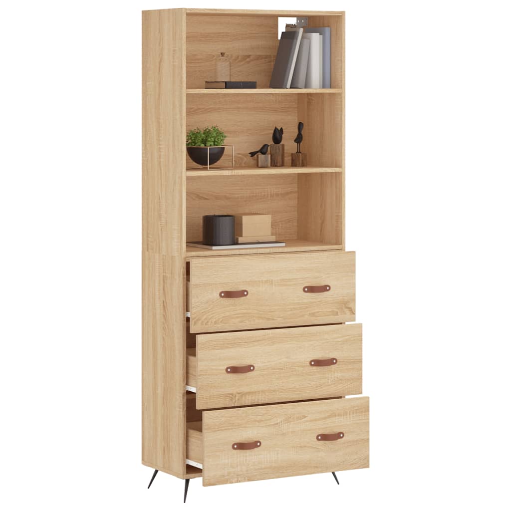 Hoge kast 69,5x34x180 cm bewerkt hout sonoma eikenkleurig