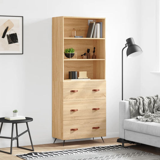 Hoge kast 69,5x34x180 cm bewerkt hout sonoma eikenkleurig
