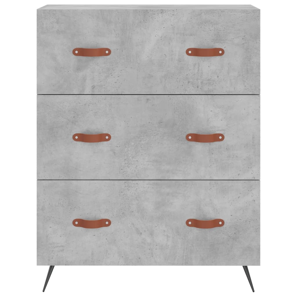 Hoge kast 69,5x34x180 cm bewerkt hout betongrijs