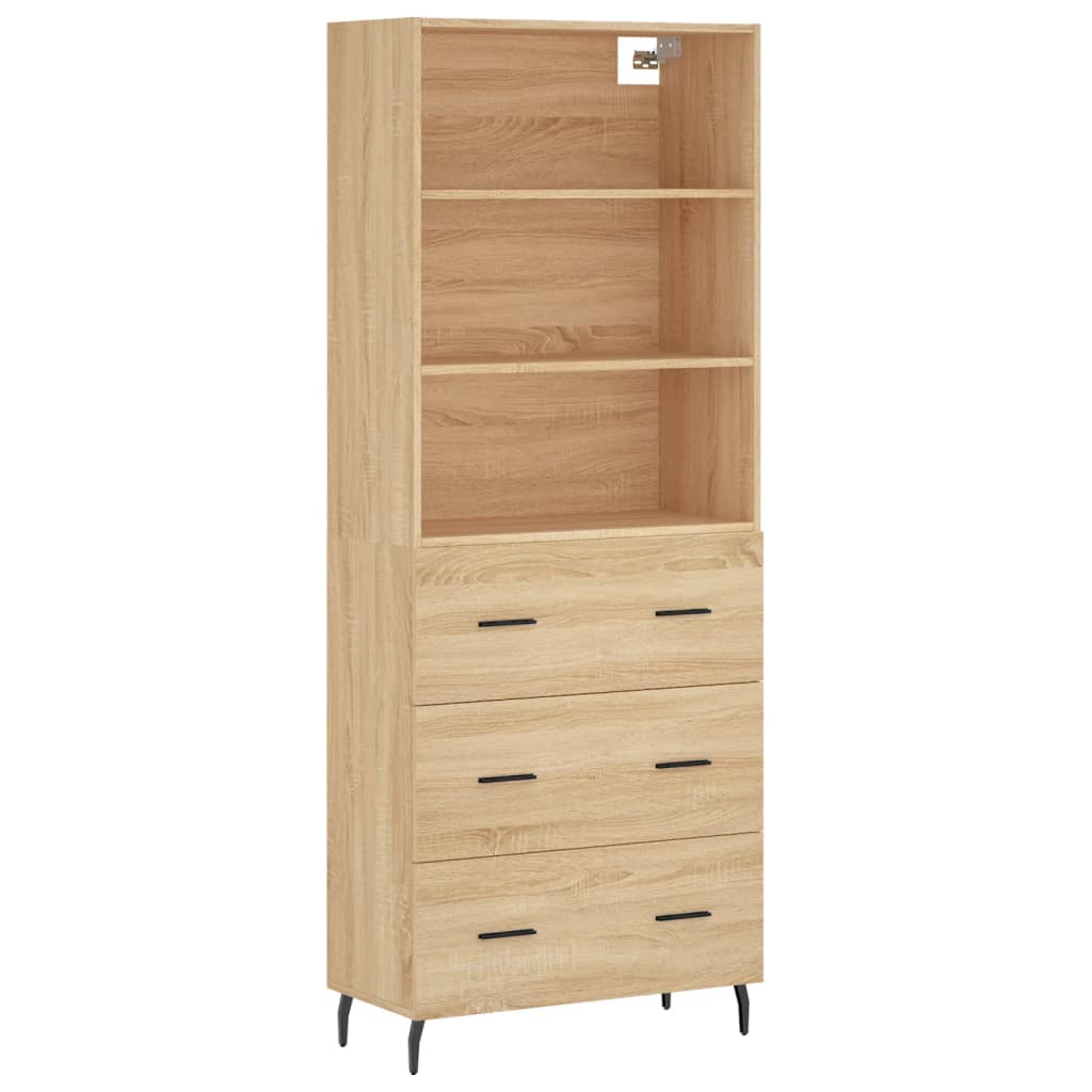 Hoge kast 69,5x34x180 cm bewerkt hout sonoma eikenkleurig
