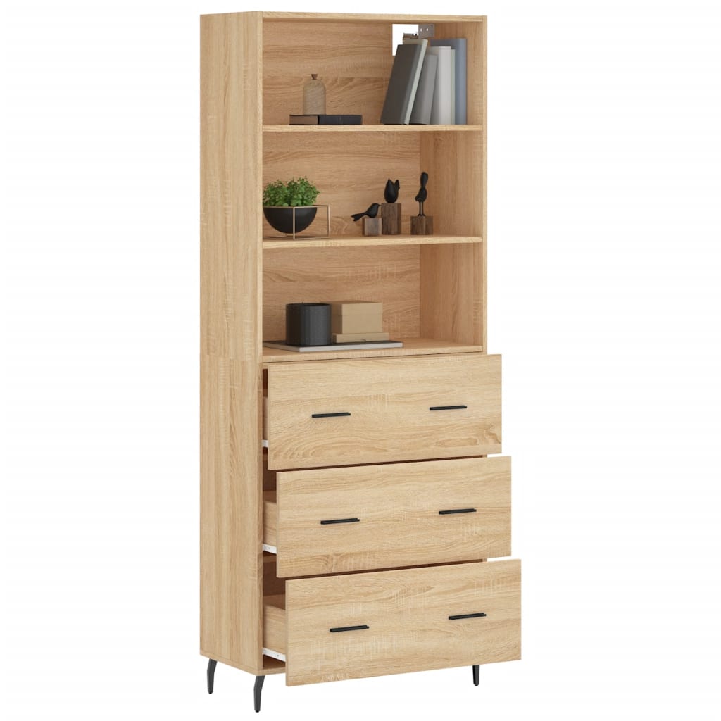 Hoge kast 69,5x34x180 cm bewerkt hout sonoma eikenkleurig