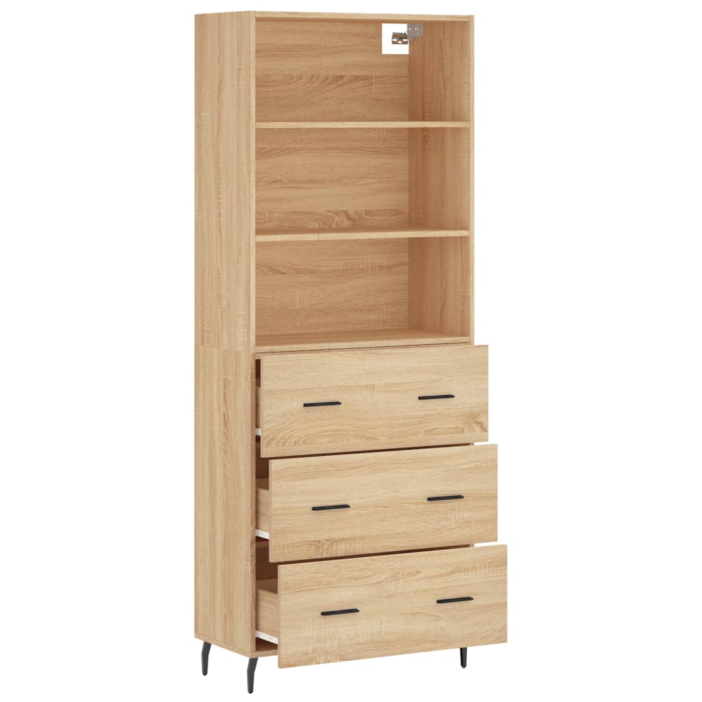 Hoge kast 69,5x34x180 cm bewerkt hout sonoma eikenkleurig