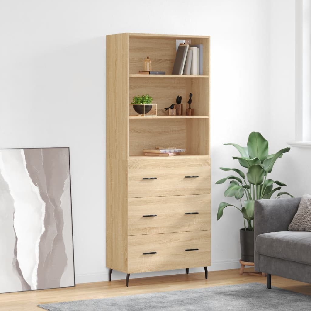 Hoge kast 69,5x34x180 cm bewerkt hout sonoma eikenkleurig