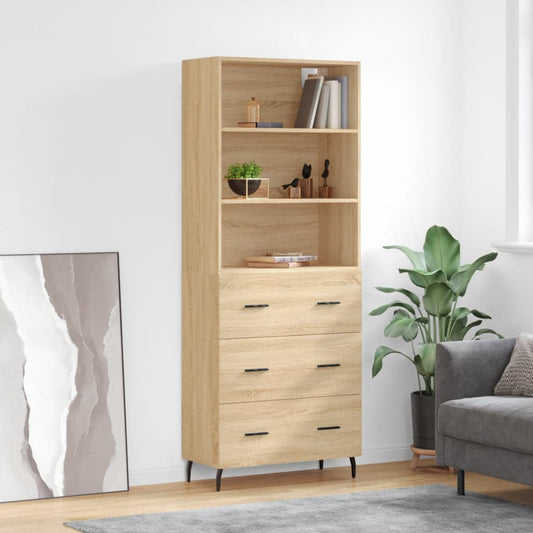 Hoge kast 69,5x34x180 cm bewerkt hout sonoma eikenkleurig