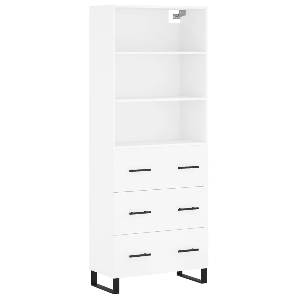 Hoge kast 69,5x34x180 cm bewerkt hout wit