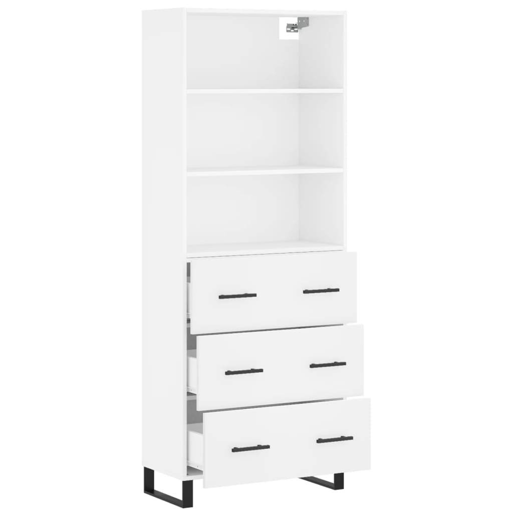 Hoge kast 69,5x34x180 cm bewerkt hout wit