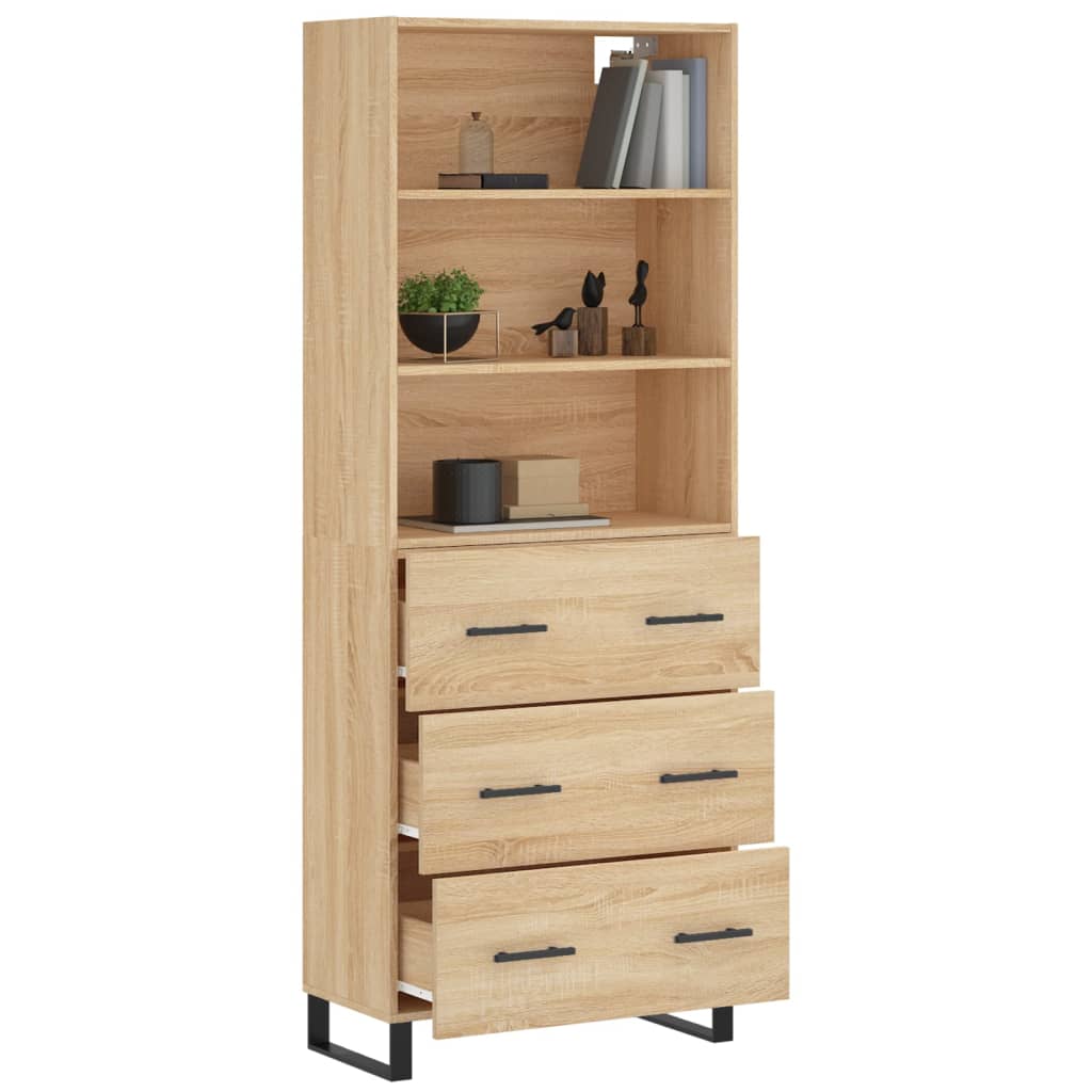 Hoge kast 69,5x34x180 cm bewerkt hout sonoma eikenkleurig
