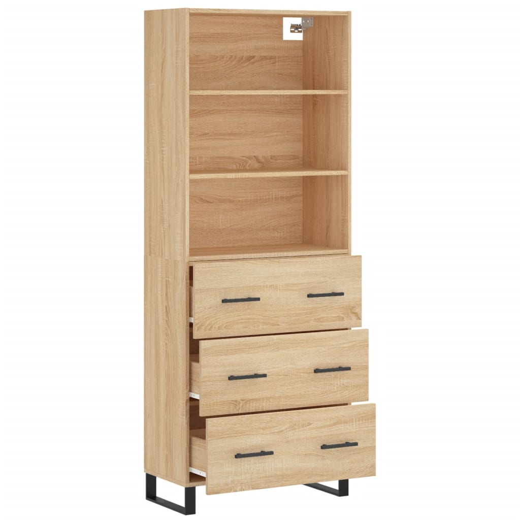 Hoge kast 69,5x34x180 cm bewerkt hout sonoma eikenkleurig