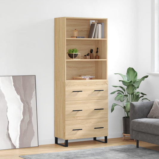 Hoge kast 69,5x34x180 cm bewerkt hout sonoma eikenkleurig