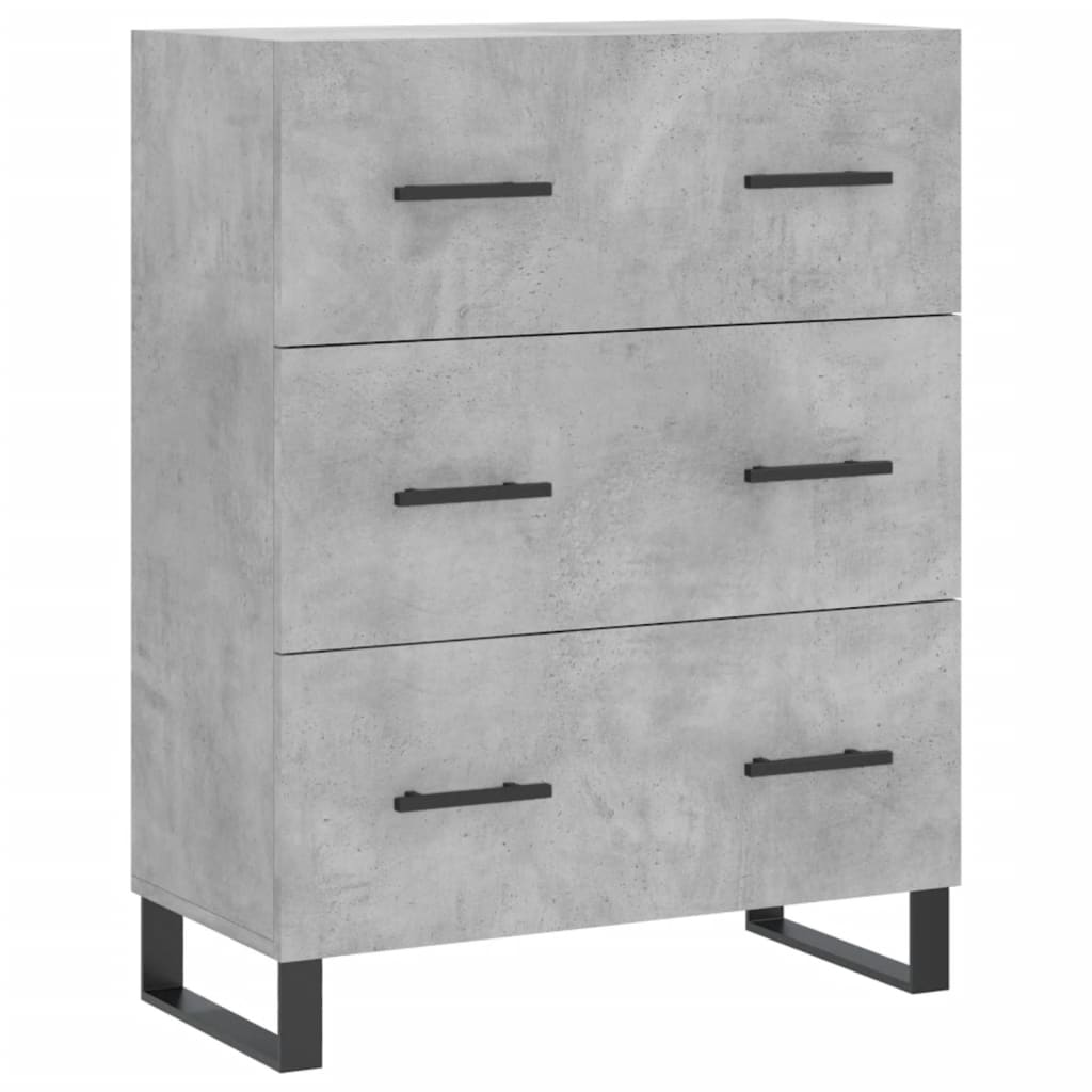 Hoge kast 69,5x34x180 cm bewerkt hout betongrijs