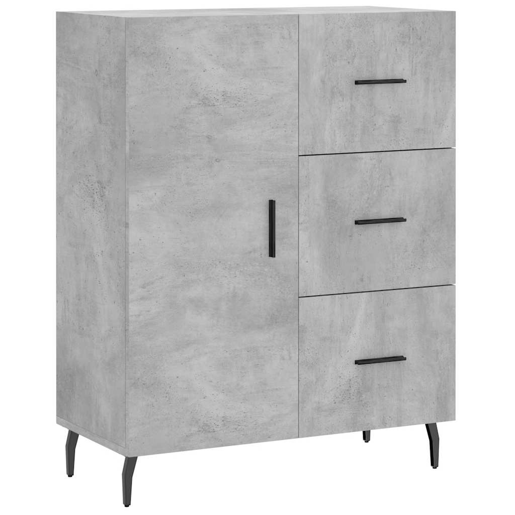 Hoge kast 69,5x34x180 cm bewerkt hout betongrijs