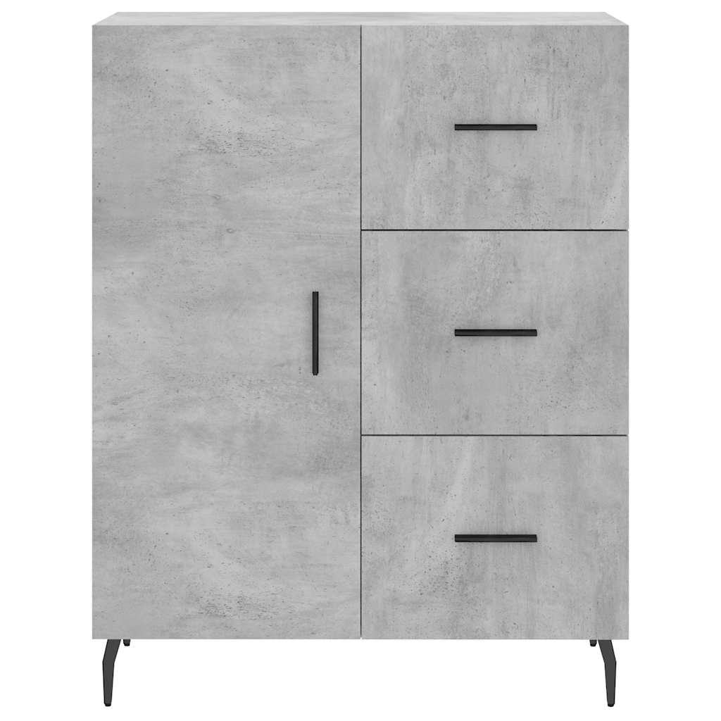 Hoge kast 69,5x34x180 cm bewerkt hout betongrijs