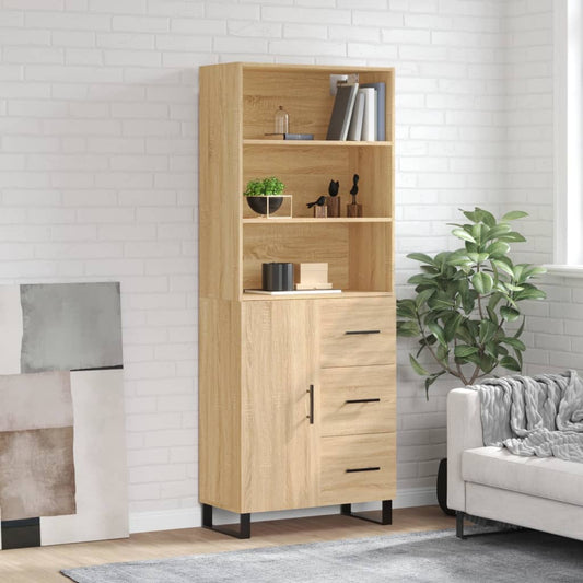 Hoge kast 69,5x34x180 cm bewerkt hout sonoma eikenkleurig