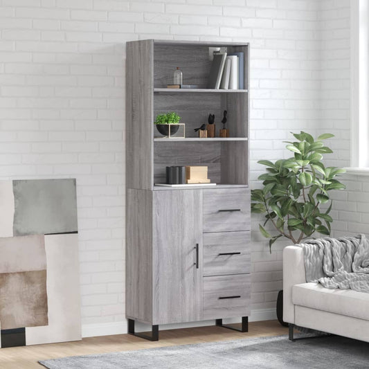 Hoge kast 69,5x34x180 cm bewerkt hout grijs sonoma eikenkleurig