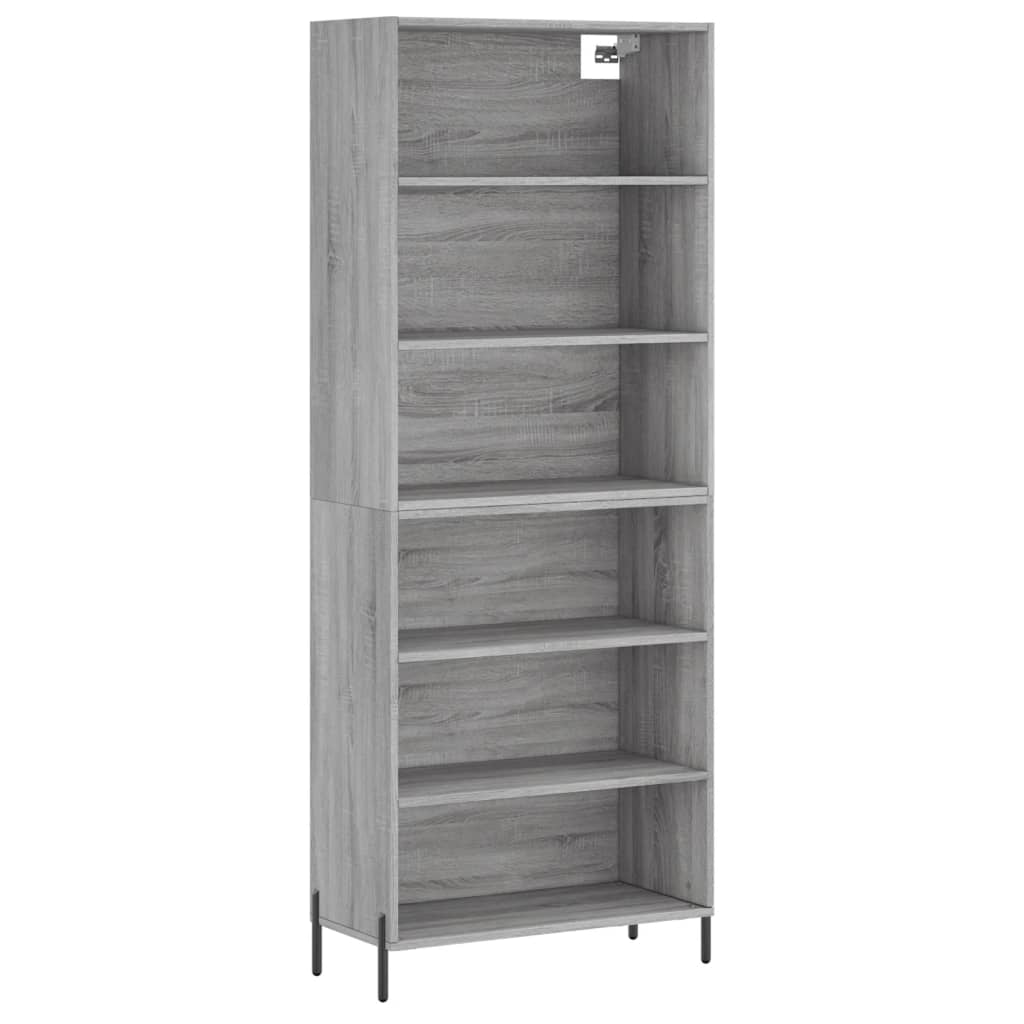 Hoge kast 69,5x32,5x180 cm bewerkt hout grijs sonoma eikenkleur