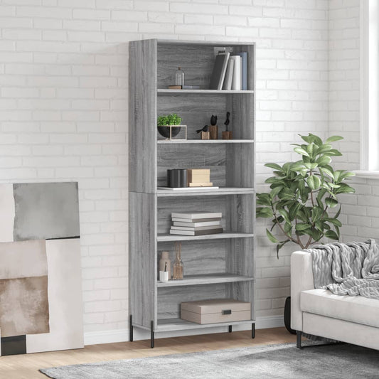 Hoge kast 69,5x32,5x180 cm bewerkt hout grijs sonoma eikenkleur