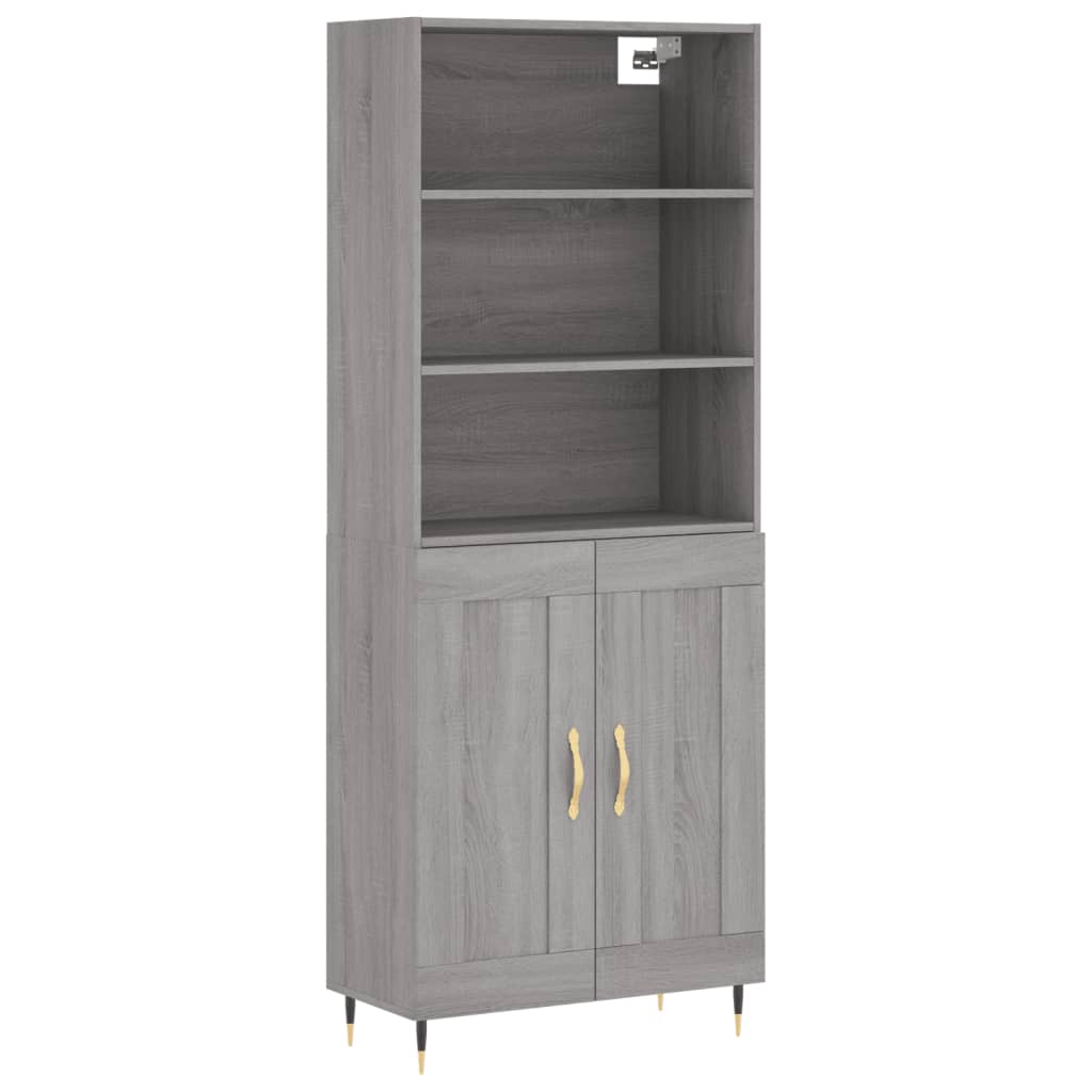 Hoge kast 69,5x34x180 cm bewerkt hout grijs sonoma eikenkleurig