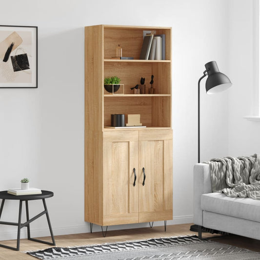Hoge kast 69,5x34x180 cm bewerkt hout sonoma eikenkleurig