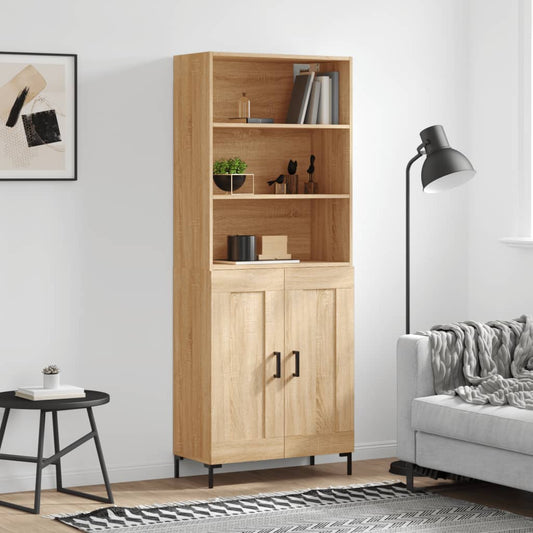 Hoge kast 69,5x34x180 cm bewerkt hout sonoma eikenkleurig