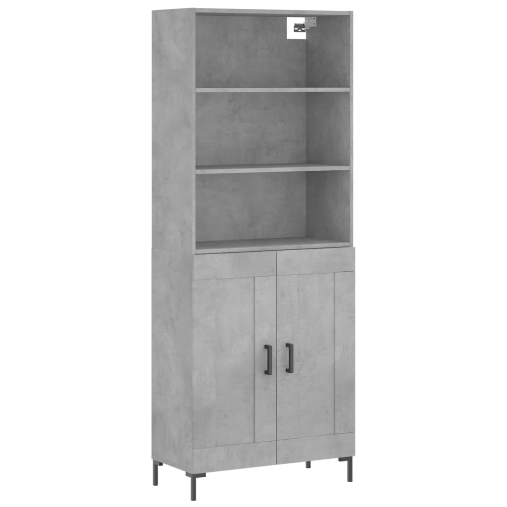 Hoge kast 69,5x34x180 cm bewerkt hout betongrijs