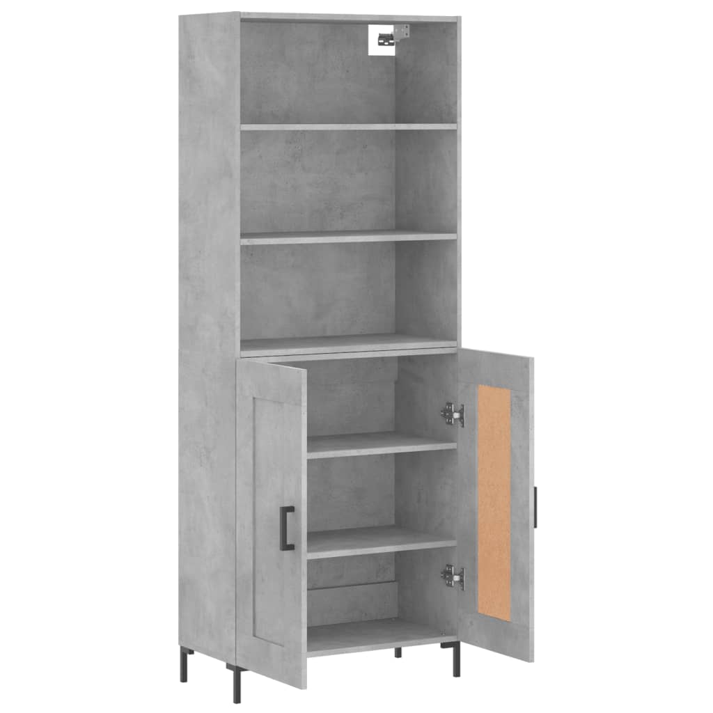 Hoge kast 69,5x34x180 cm bewerkt hout betongrijs