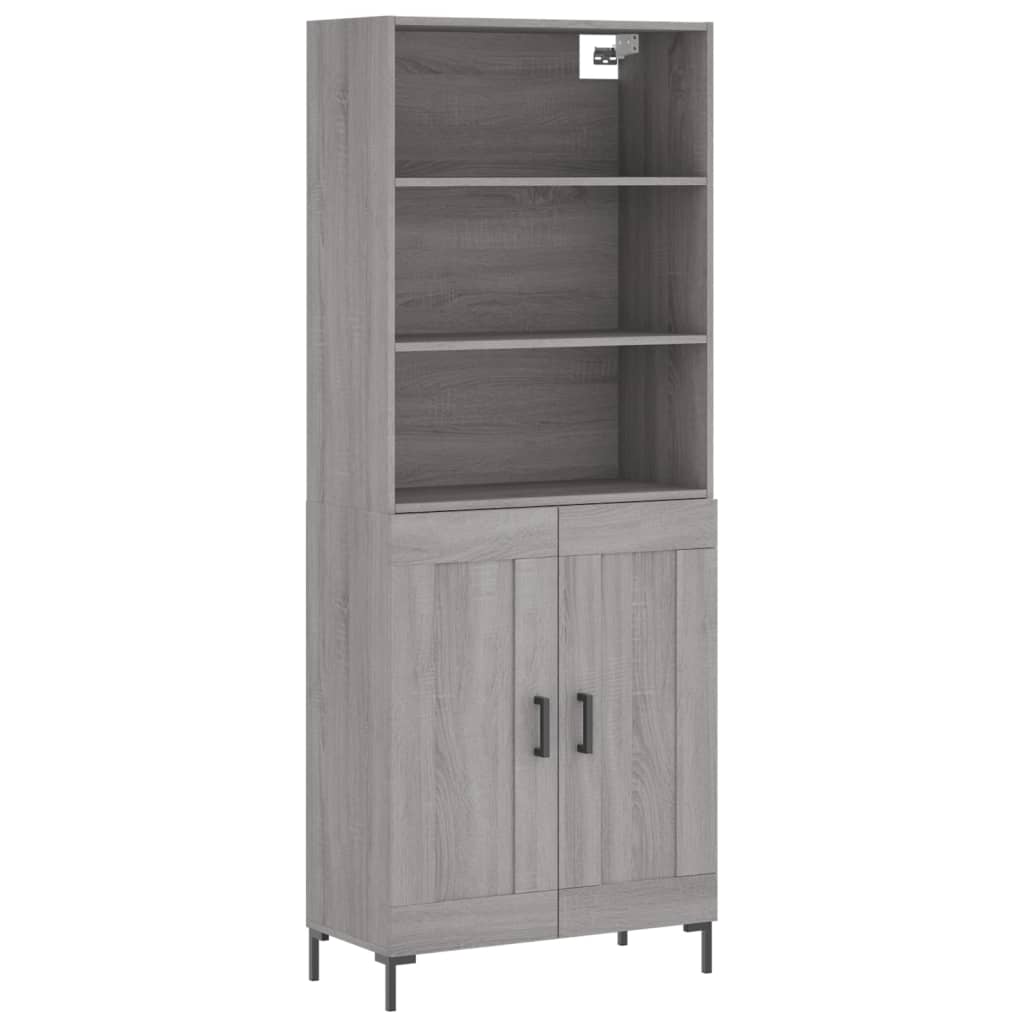 Hoge kast 69,5x34x180 cm bewerkt hout grijs sonoma eikenkleurig