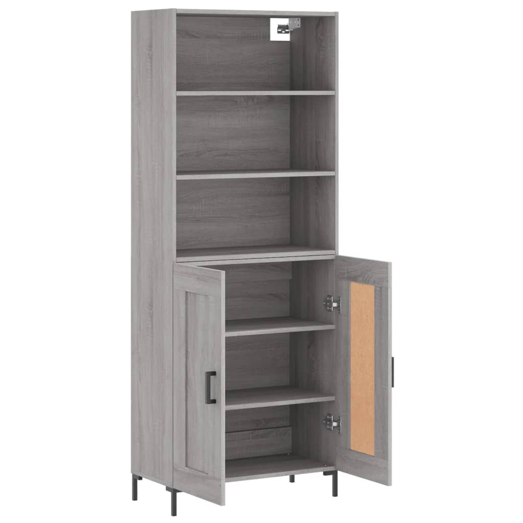 Hoge kast 69,5x34x180 cm bewerkt hout grijs sonoma eikenkleurig