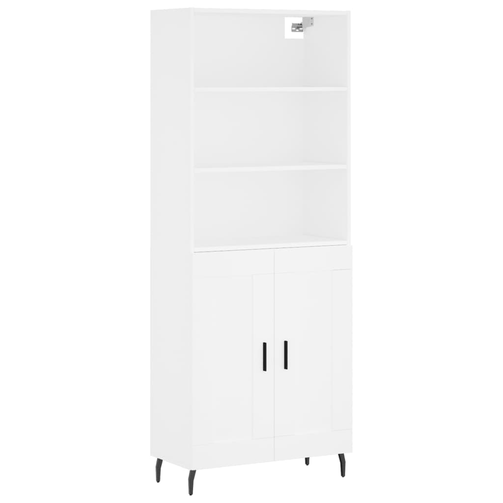 Hoge kast 69,5x34x180 cm bewerkt hout wit