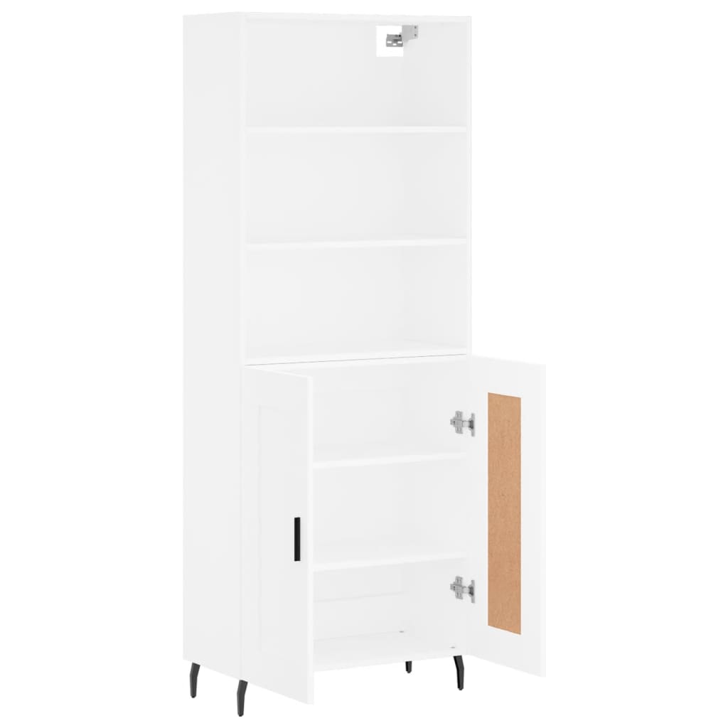 Hoge kast 69,5x34x180 cm bewerkt hout wit