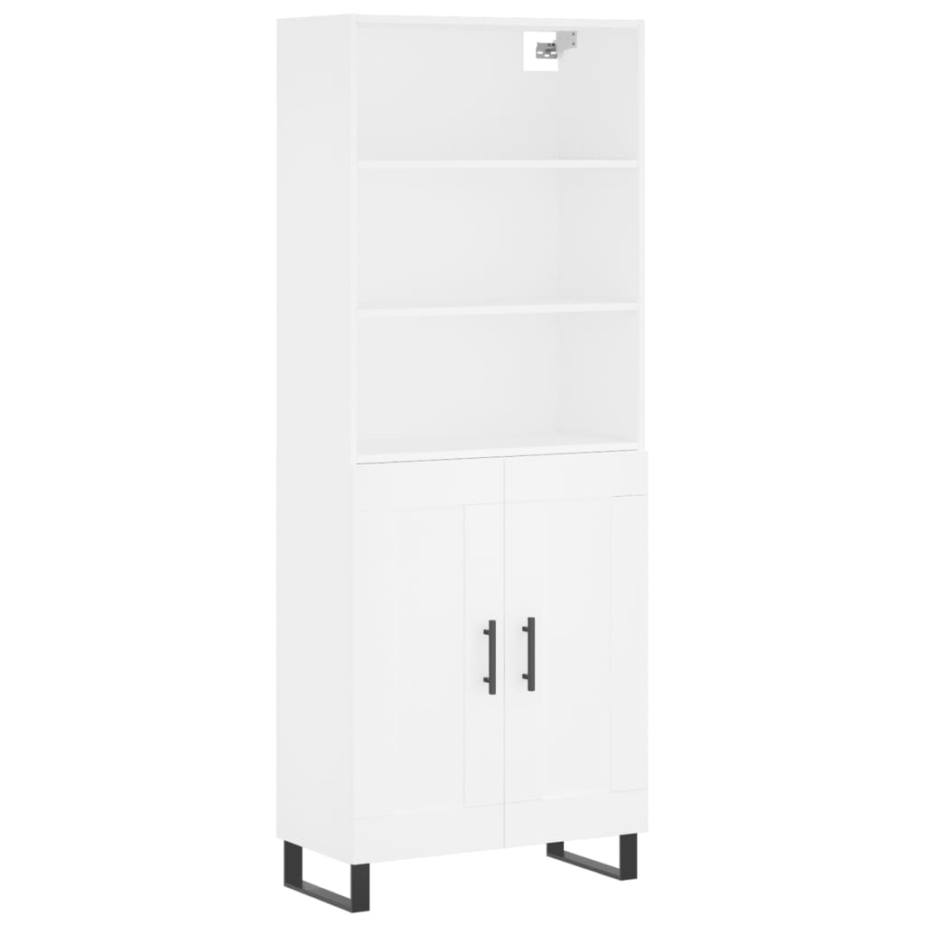 Hoge kast 69,5x34x180 cm bewerkt hout wit