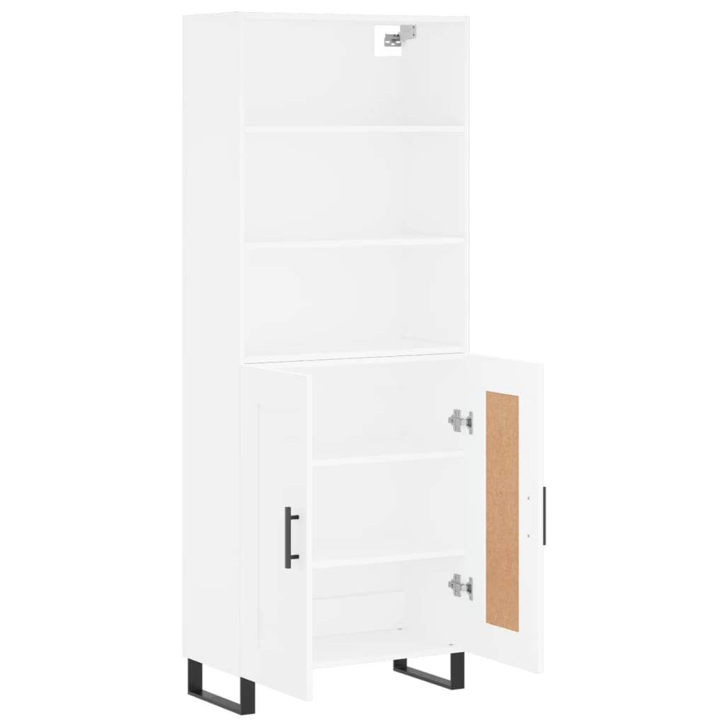 Hoge kast 69,5x34x180 cm bewerkt hout wit