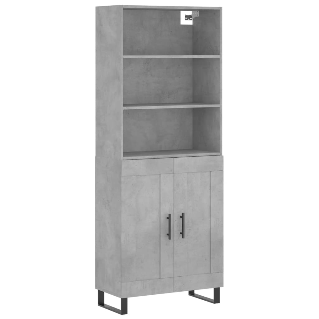 Hoge kast 69,5x34x180 cm bewerkt hout betongrijs